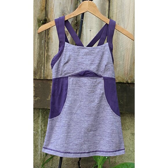 Lululemon sz 8 - Chataranga Tank in Concord Grape (Purple) - Luxtreme Cross Back - Picture 2 of 9